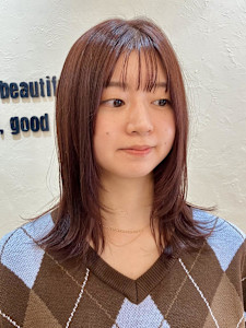 顔周りレイヤー/ピンクレッドカラー