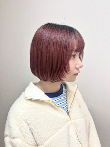 切りっぱなしボブ/顔まわりレイヤー/内巻きボブ/レイヤーボブ