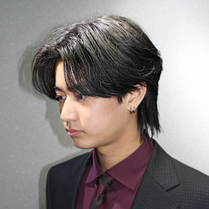 フェザーパーマ×センターパート