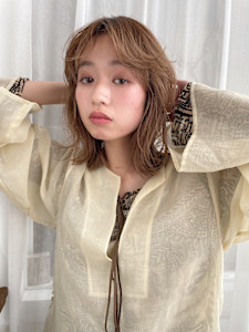 鎖骨ボブ/鎖骨ミディアム/ミディアムボブ/ブロンド/ボブ