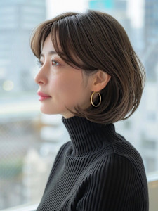 ショートボブ/大人ショート/丸みシルエット/小顔カット