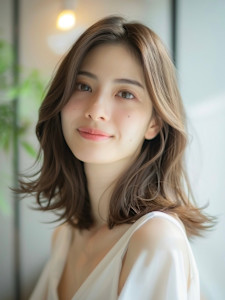 ミディアムヘア/レイヤーカット/上品シルエット/透明感カラー