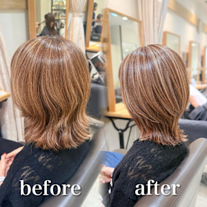 白髪ぼかし細めハイライト30代40代50代レイヤーカット