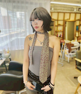 くびれボブ/レイヤーミディアムボブ/エンドカラー/ローライト