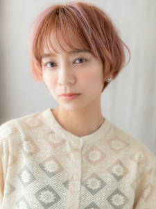 大人ガーリーシャンパンベージュマッシュショート20代30代