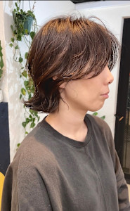 大人ボブ　ナチュラルパーマ　グレージュ