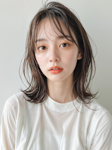20代30代小顔カット◎透明感カラー×外ハネくびれヘアp1　