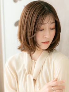 ココアブラウン大人美人くびれヘアウルフボブディ30代40代