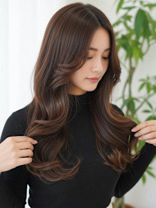 ココアブラウン/韓国巻き/ バタフライレイヤー