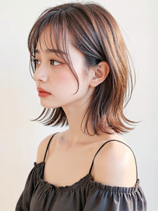 抜け感2wayバングウルフカットくびれミディp1　脱白髪染め