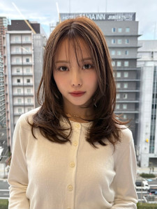 レイヤーカット/ミディアムレイヤー/ブリーチなしダブルカラー