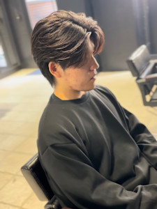 センターパート×ニュアンスパーマ×フェザーパーマ×men's