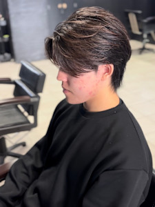 センターパート×ニュアンスパーマ×フェザーパーマ×men's