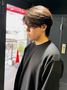 センターパート×ニュアンスパーマ×フェザーパーマ×men's