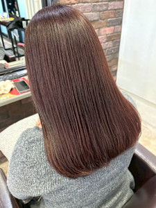 レッドブラウン 暖色系 艶髪カラー 髪質改善 セミロング