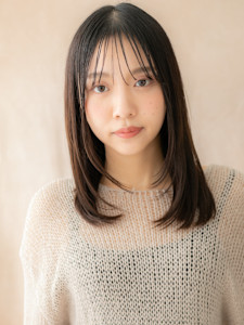 ダークアッシュウェットヘア黒髪美髪レイヤーロング20代30代