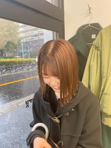 ミニボブ/まろやかベージュ/髪質改善酸性ストレート/20代