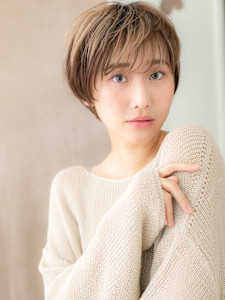 アンブレラカラー抜け感小顔ショートマッシュパーマ20代30代