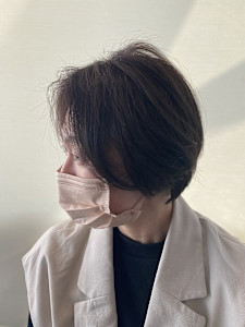 ボブスタイルオリーブ系カラー