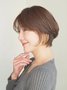 ショート・ボブ/丸顔/前髪あり/絶壁解消/40代/50代/