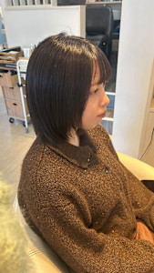 顔まわりレイヤー/ボブ/地毛風カラー/暗髪/艶髪