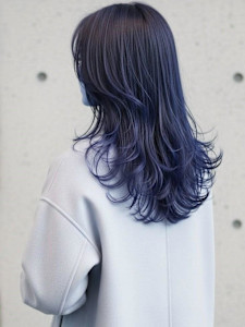 毛先プードルパーマ/ブルーカラー/バタフライレイヤーカット