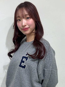 ピンクブラウン ロングレイヤー ダメージレスカラー 20代