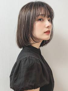 透明感カラー◎ココアベージュボブ×小顔カットp1脱白髪染め