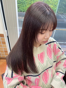 透明感ダークバイオレットカラー×似合わせ顔周りカット