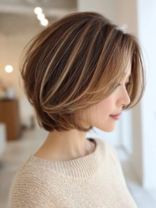 ショートボブ/白髪ぼかし/白髪染め/ハイライト