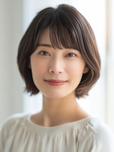 丸みボブ/前髪あり/小顔/ナチュラル/似合わせ