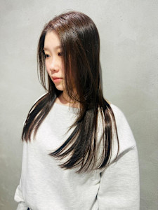 顔周りレイヤー/髪質改善カラー/ヘーゼルベージュ