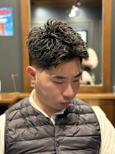 【理容室】メンズスパイキーショート　ピンパーマ