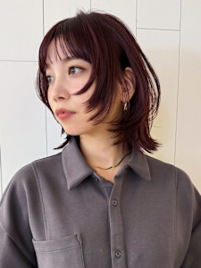 ミディアムボブ顔周りレイヤー大人ガーリー _ba574481