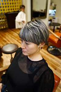 ショートバレイヤージュ（シルバーカラー）