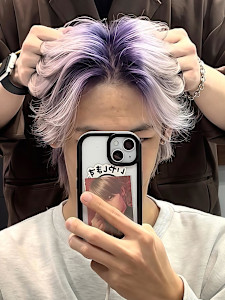 メンズデザインカラールーツカラーホワイトセンターパート銀座