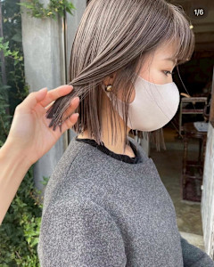 切りっぱなしボブ/透明感シアベージュ/髪質改善/20代