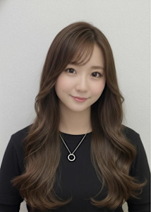 オリーブグレ／小顔に見せるヘア／ココアベージュ/黒髪カタログ