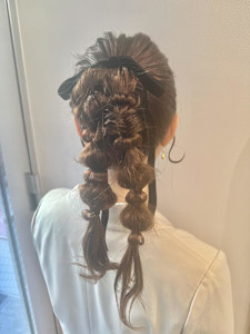 ポニーテール×編みおろし