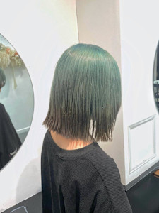 ボブ/デザインカラー/エンドカラー/グリーンカラー