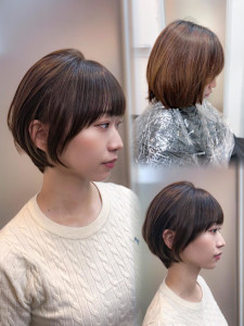 大人可愛いショートボブ/絶壁解消/前髪あり/丸みショート