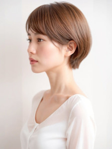 アプリコットオレンジミニボブルフショートp1　ローズベージュ