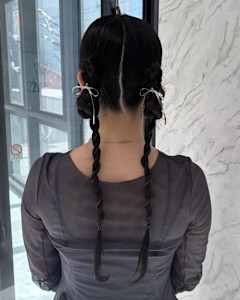 ハッシュカット/顔周りカット/ダークブラウン/シャギーカット