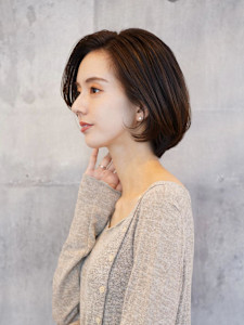 30代40代/ひし形グラデーションショートボブ/