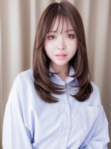 オリーブベージュメテオストレートレイヤーロング20代30代