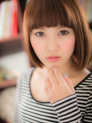 【まっすぐストレート】眉上バングで可愛い☆サラサラ小顔ボブ