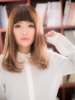 眉上前髪で目力UP♪グラデカラーの個性ロングa