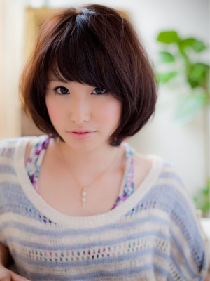 黒髪andほんのりブラウンでも柔か可愛いボブ