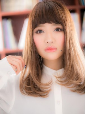 眉上前髪で目力UP♪グラデカラーの個性ロングa