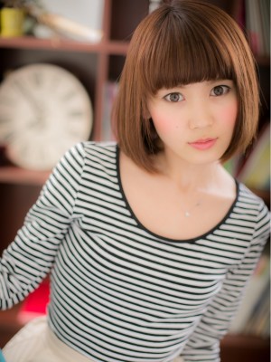 まっすぐバングで可愛い☆サラサラ小顔ボブb